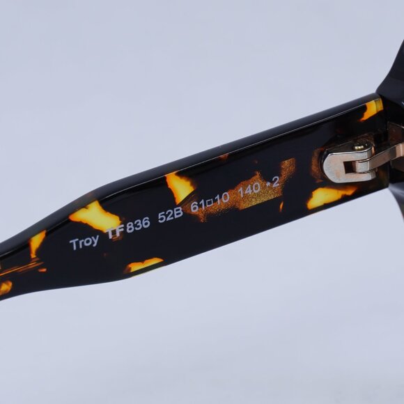 New Tom Ford Troy FT0836 52B Sunglasses Dark Havana Aviator Frame, Smoke Lenses - Picture 5 of 11